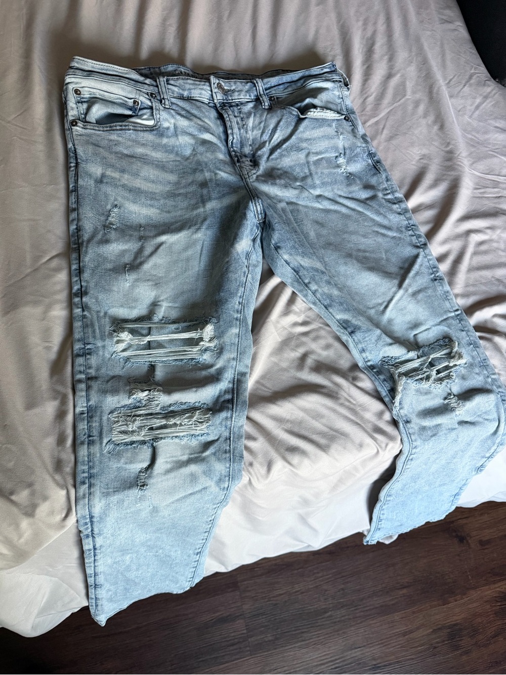 AMERICAN EAGLE Airflex+ Temp Tech Slim Stretch Jeans, Men's 38x32 distressed